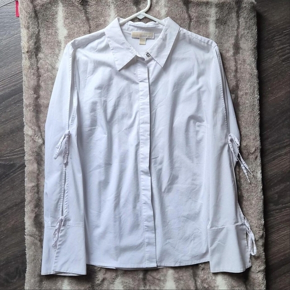 MICHAEL Michael Kors Tops - White Button-Up Shirt with Tie Sleeves